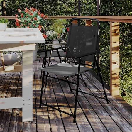 Flash Furniture Black Folding Sling Patio Chairs with Armrests, 4PK 4-GM-SC098-BK-GG